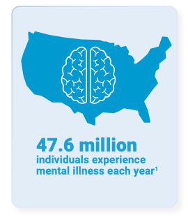 47.6 million individuals experience mental illness each year